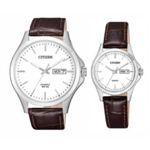 CITIZEN ĐÔI – QUARTZ (PIN) – DÂY DA (BF2001-12A – EQ0591-21A) – MẶT SỐ 41MM – 27MM